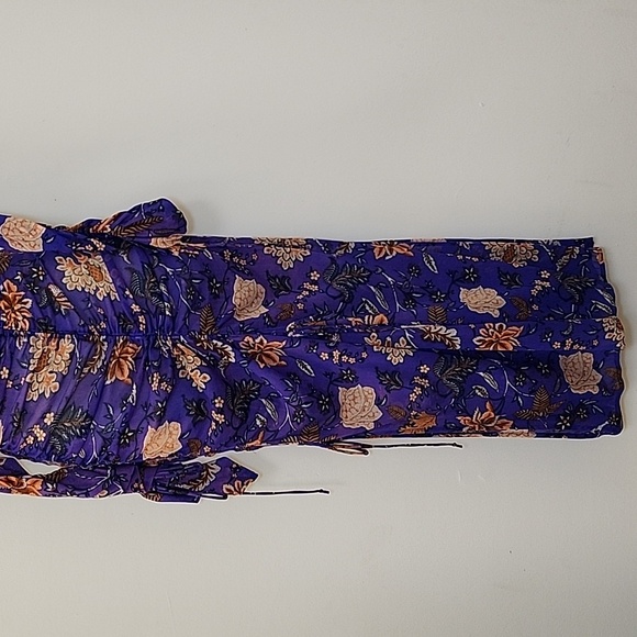 DIANE VON FURSTENBERG  Corrine ruched floral-print stretch-mesh midi dress Sz 8 - Picture 10 of 16